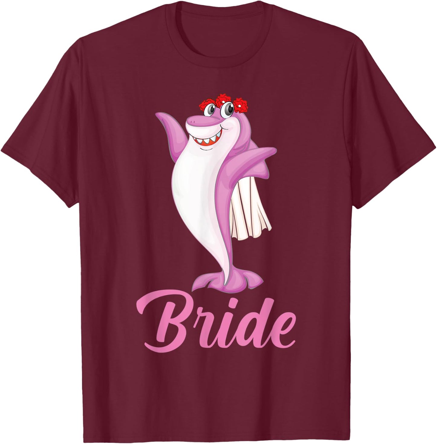 Wedding Engagement Shark Bride Bachelorette Party T-Shirt - T-Shirt | Maroon