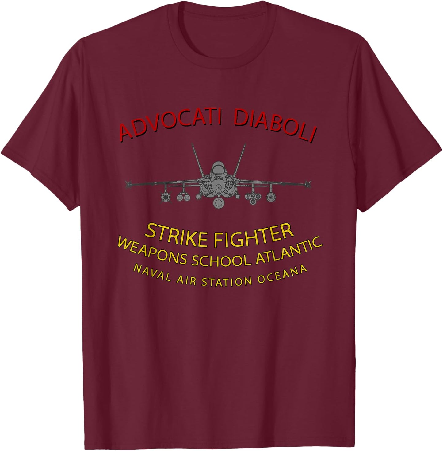 Strike Fighter Weapons School Atlantic, NAS Oceana F-18 T-Shirt - T-Shirt | Maroon