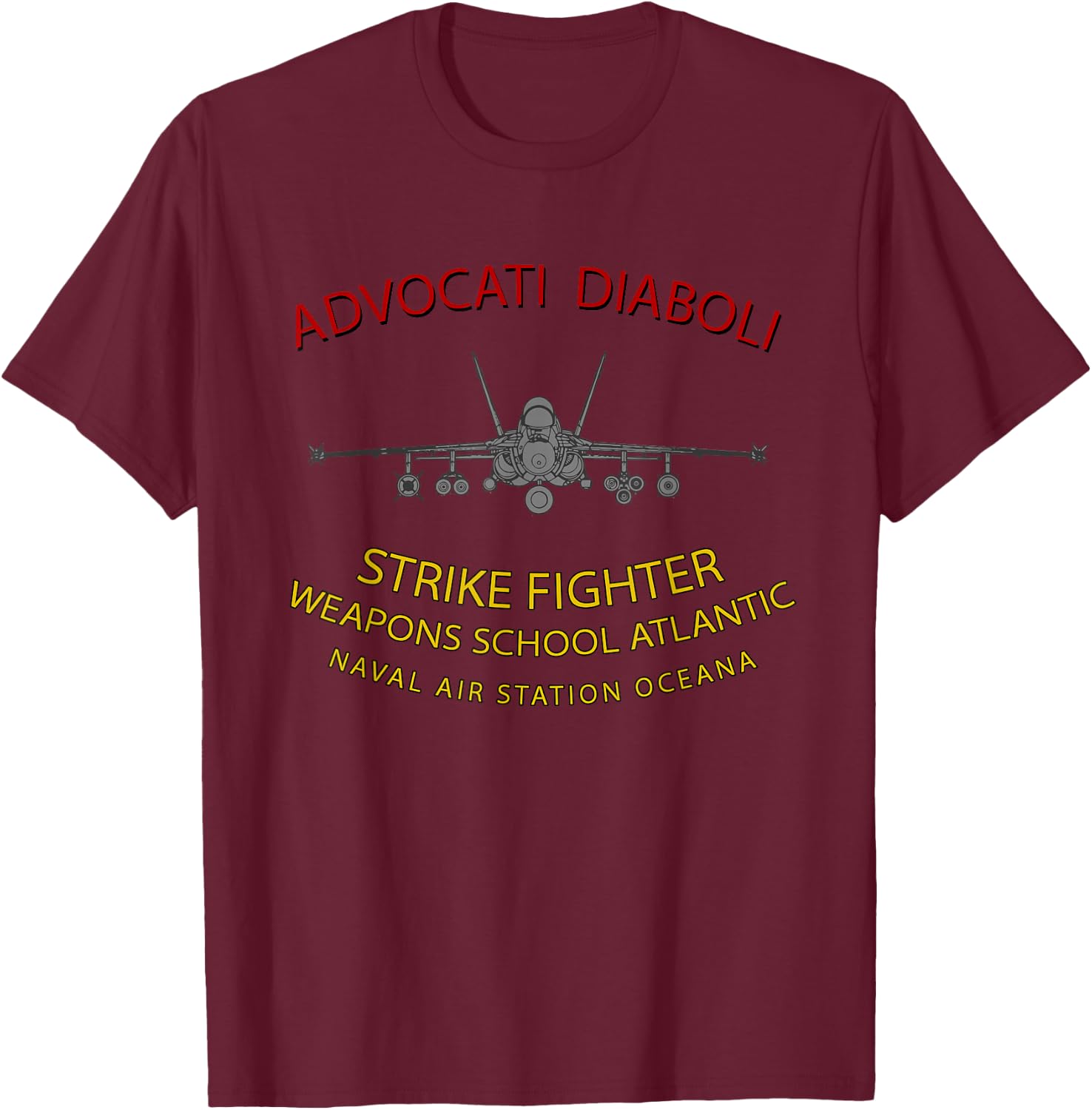 Strike Fighter Weapons School Atlantic, NAS Oceana F-18 T-Shirt - T-Shirt | Maroon