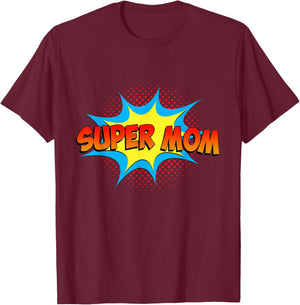 Super Mom Family Matching Superhero Comics Set Mothers Day T-Shirt - T-Shirt | Maroon