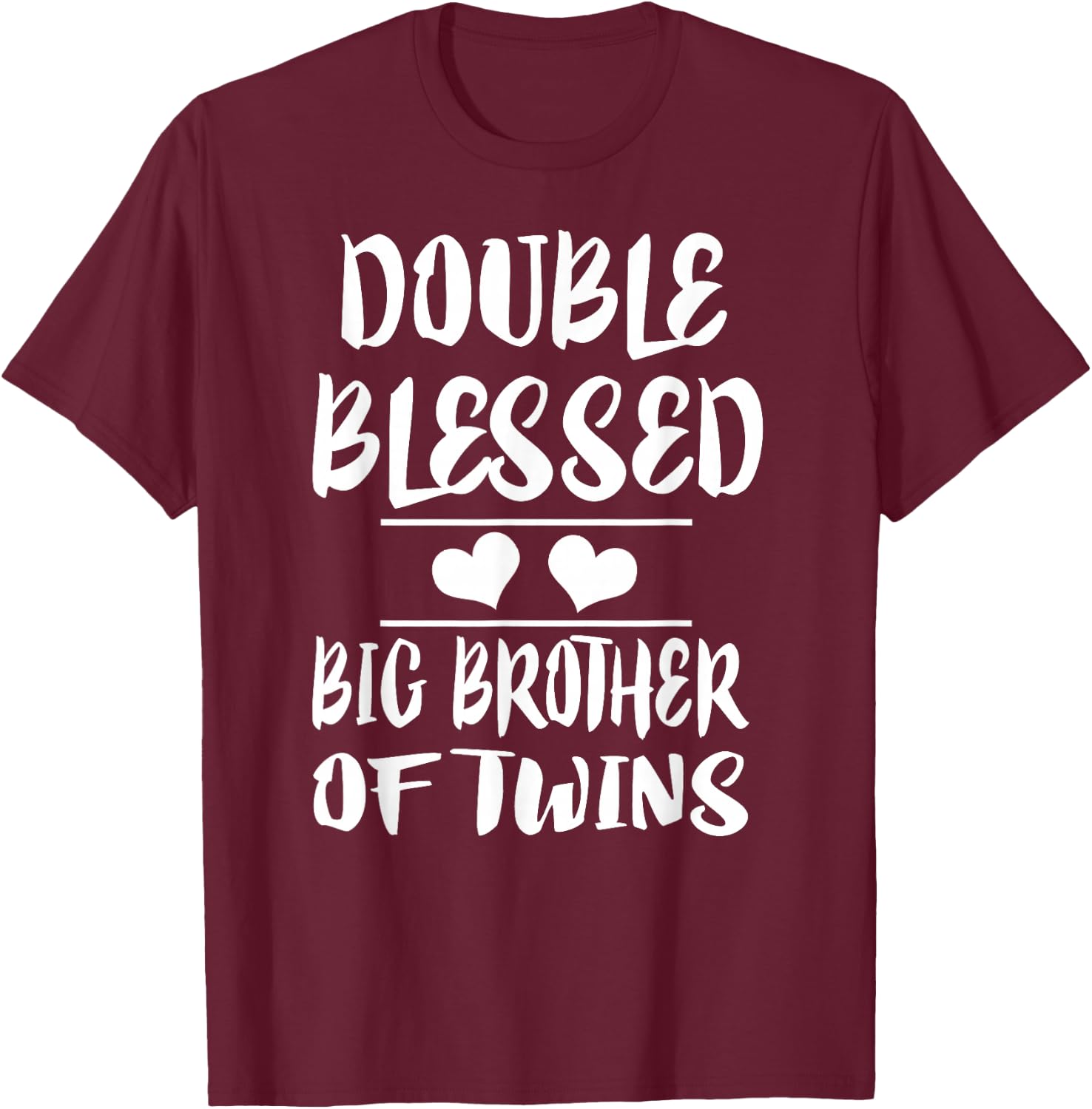 Double Blessed Big Brother of Twins Gift T-Shirt - T-Shirt | Maroon