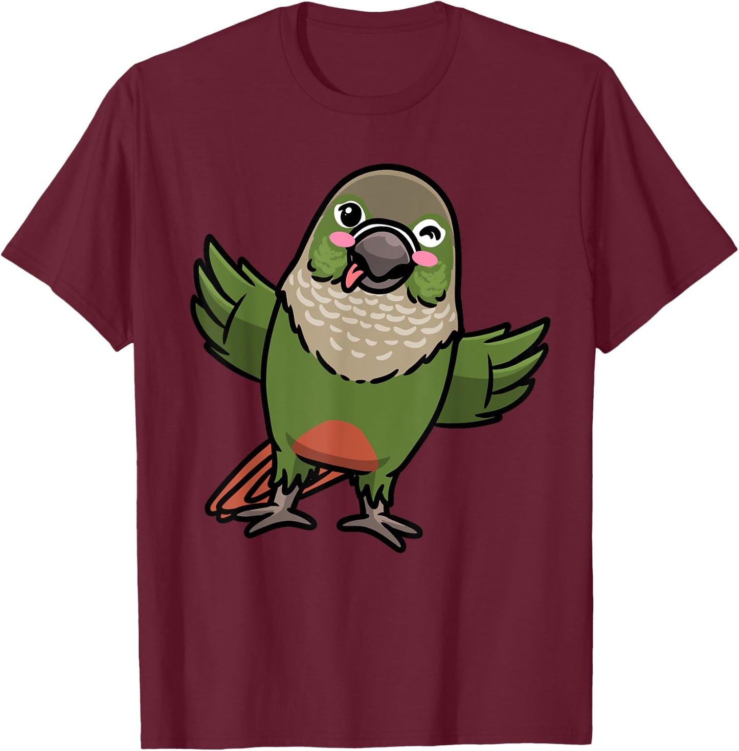 Green Cheek Conure Green-Cheeked Parakeet Bird Parrot T-Shirt - T-Shirt | Maroon