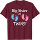 Big Sister of Twin Boy and Girl Siblings Footprints T-Shirt - T-Shirt | Maroon