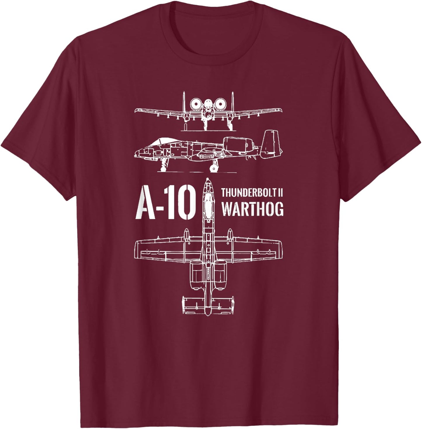 A-10 Blueprint - Thunderbolt Ii Warthog Gift Dad T-Shirt - T-Shirt | Maroon