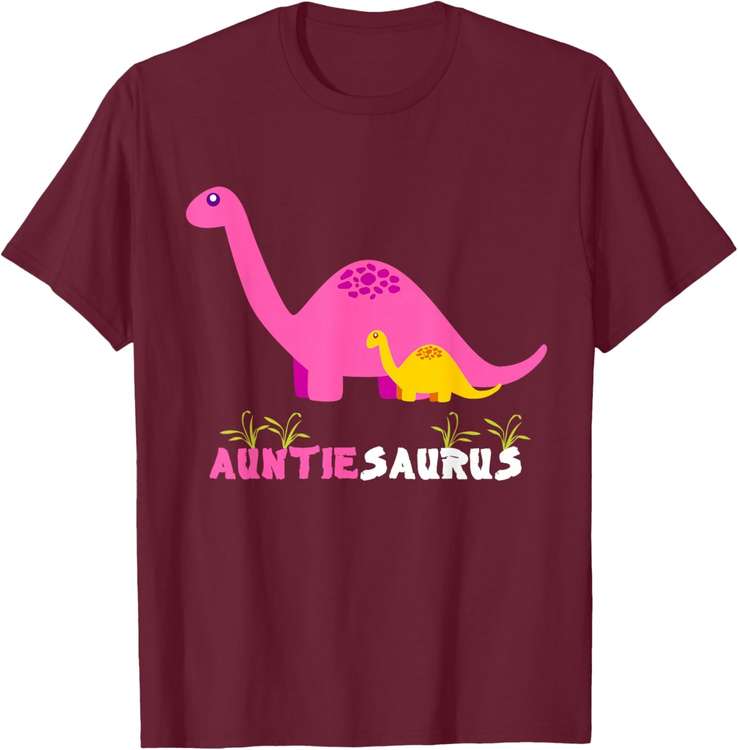 Dinosaur Auntiesaurus Auntie T-Shirt - T-Shirt | Maroon