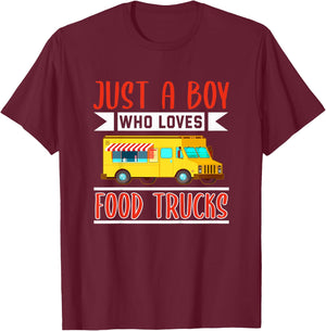 Kids Food Truck Shirt Boys Funny Street Food Food Truck Lover T-Shirt - T-Shirt | Maroon