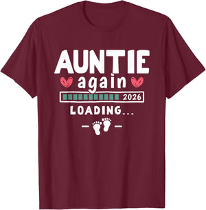 Second Pregnancy Announcement for Aunt - Auntie Again 2026 T-Shirt - T-Shirt | Maroon