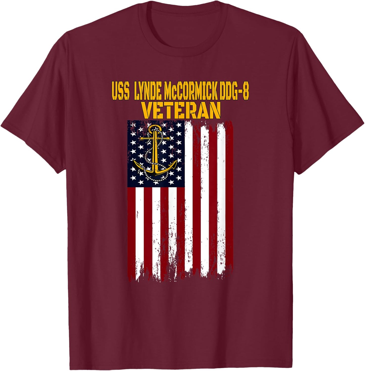 USS Lynde McCormick DDG-8 Destroyer Veterans Day Fathers Day T-Shirt - T-Shirt | Maroon