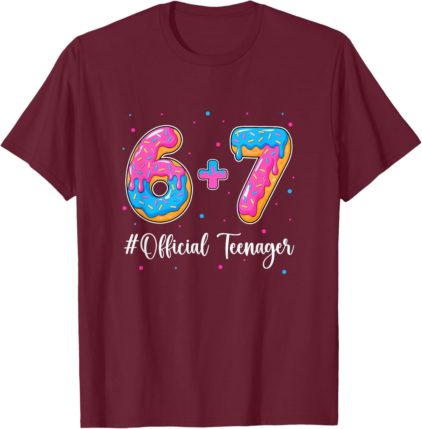 Funny 13Th Birthday Official Teenager 6+7 Year Old Boys Kids T-Shirt - T-Shirt | Maroon