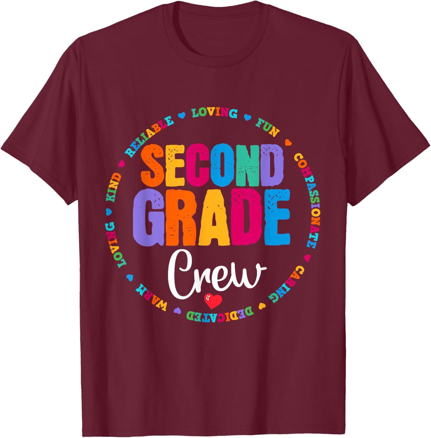 Second Grade Crew 2nd Back to School Teacher Team Squad T-Shirt - T-Shirt | Maroon