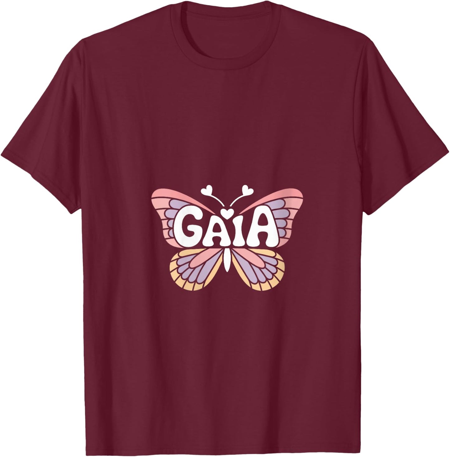 Gaia Butterfly - Personalized Cute Name Word Art V-Neck T-Shirt - T-Shirt | Maroon