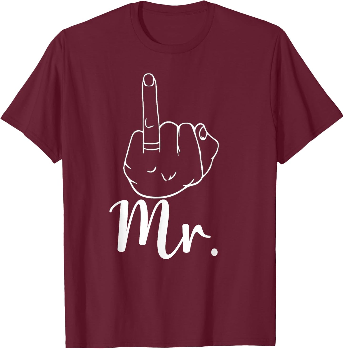 Husband Mr. Just Married Wedding Honeymoon Ring Finger T-Shirt - T-Shirt | Maroon