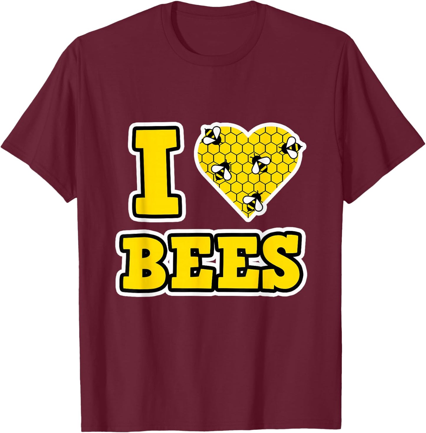 Bee Shirt - I Love Bees T-Shirt - T-Shirt | Maroon