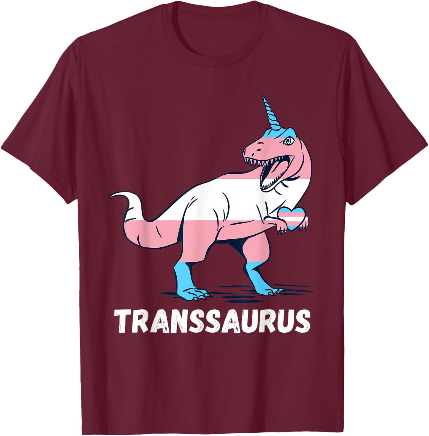 Transgender T-Rex Trans Pride Heart Unicorn Trans Pride T-Shirt - T-Shirt | Maroon
