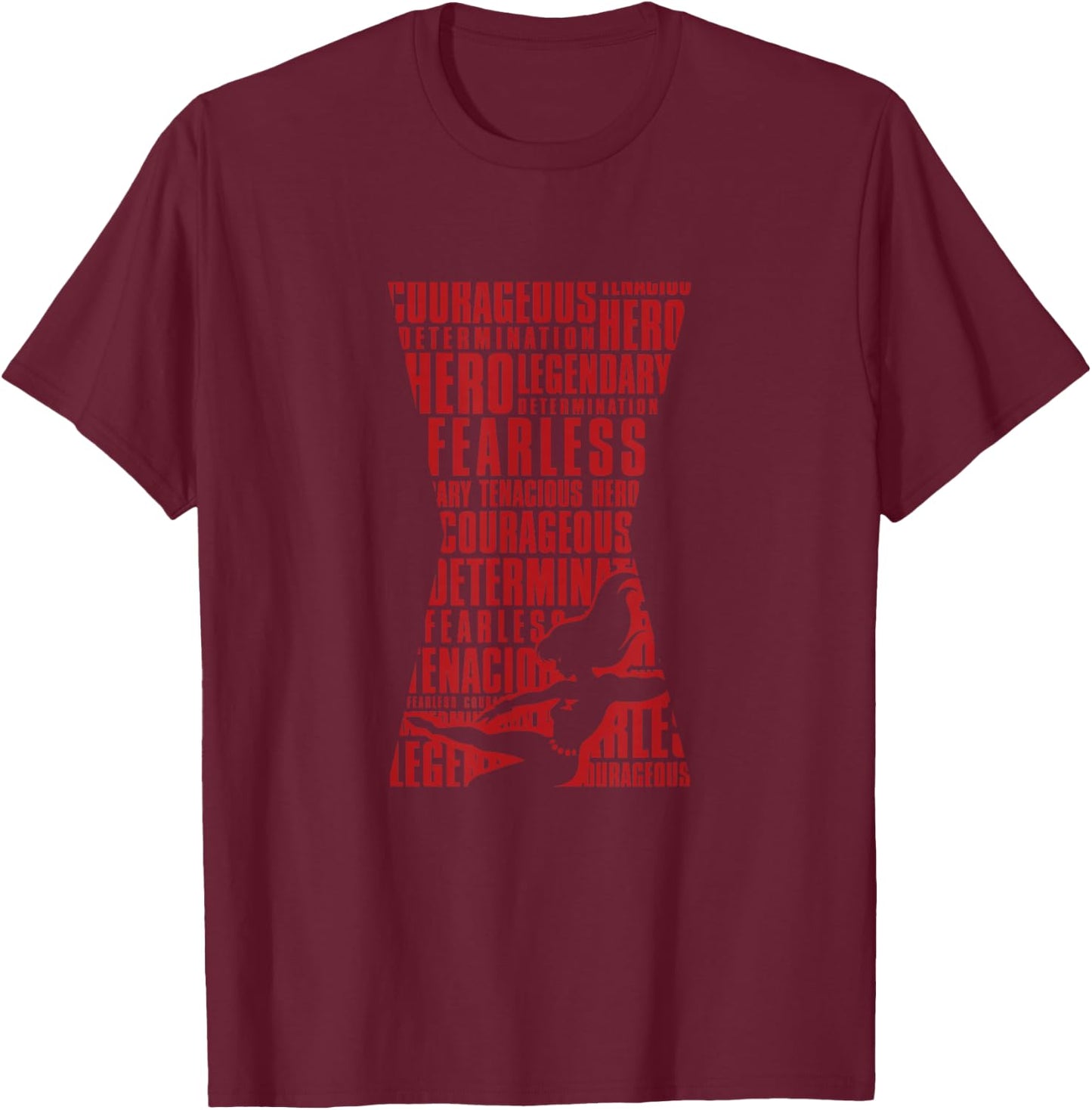 Marvel Black Widow Hourglass Empowering Words T-Shirt - T-Shirt | Maroon