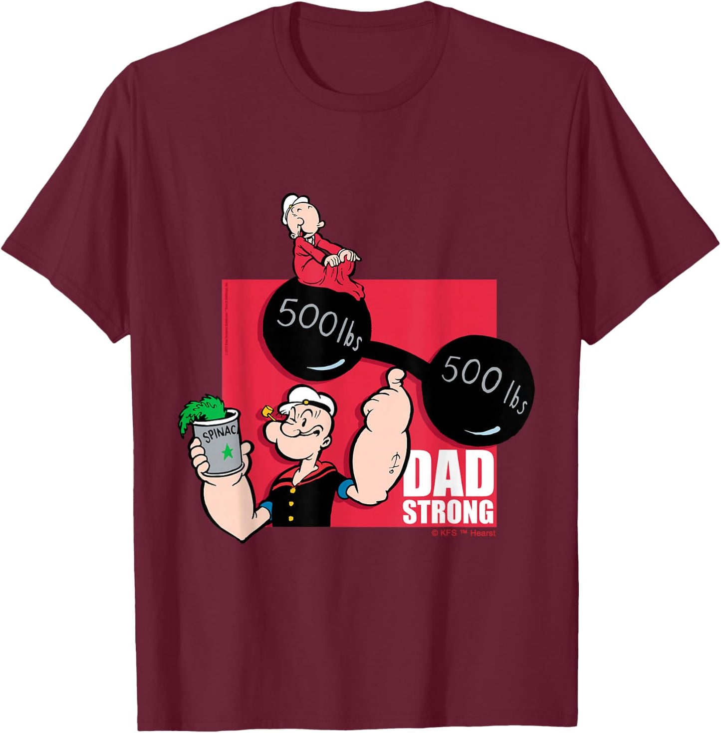 Popeye Dad Strong for Dad T-Shirt - T-Shirt | Maroon
