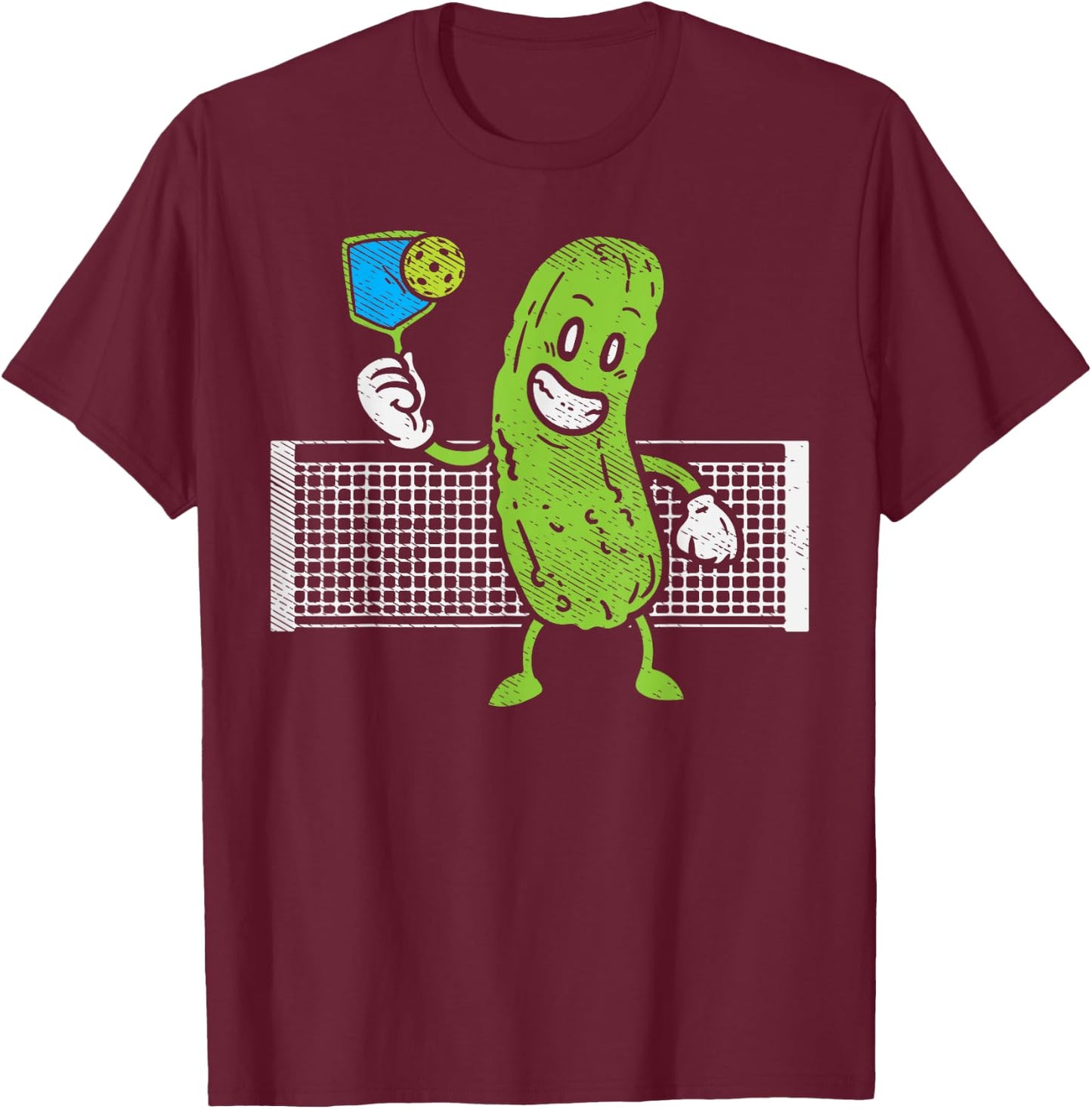 Pickle Playing Pickleball Funny Paddleball Men Women Gift T-Shirt - T-Shirt | Maroon