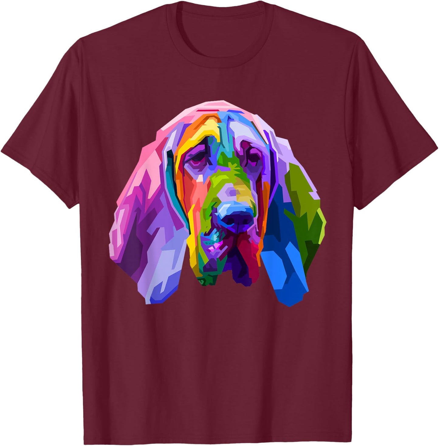 Bloodhound colorful pop art portrait for dog owners Men Women Girls Kids T-Shirt - T-Shirt | Maroon