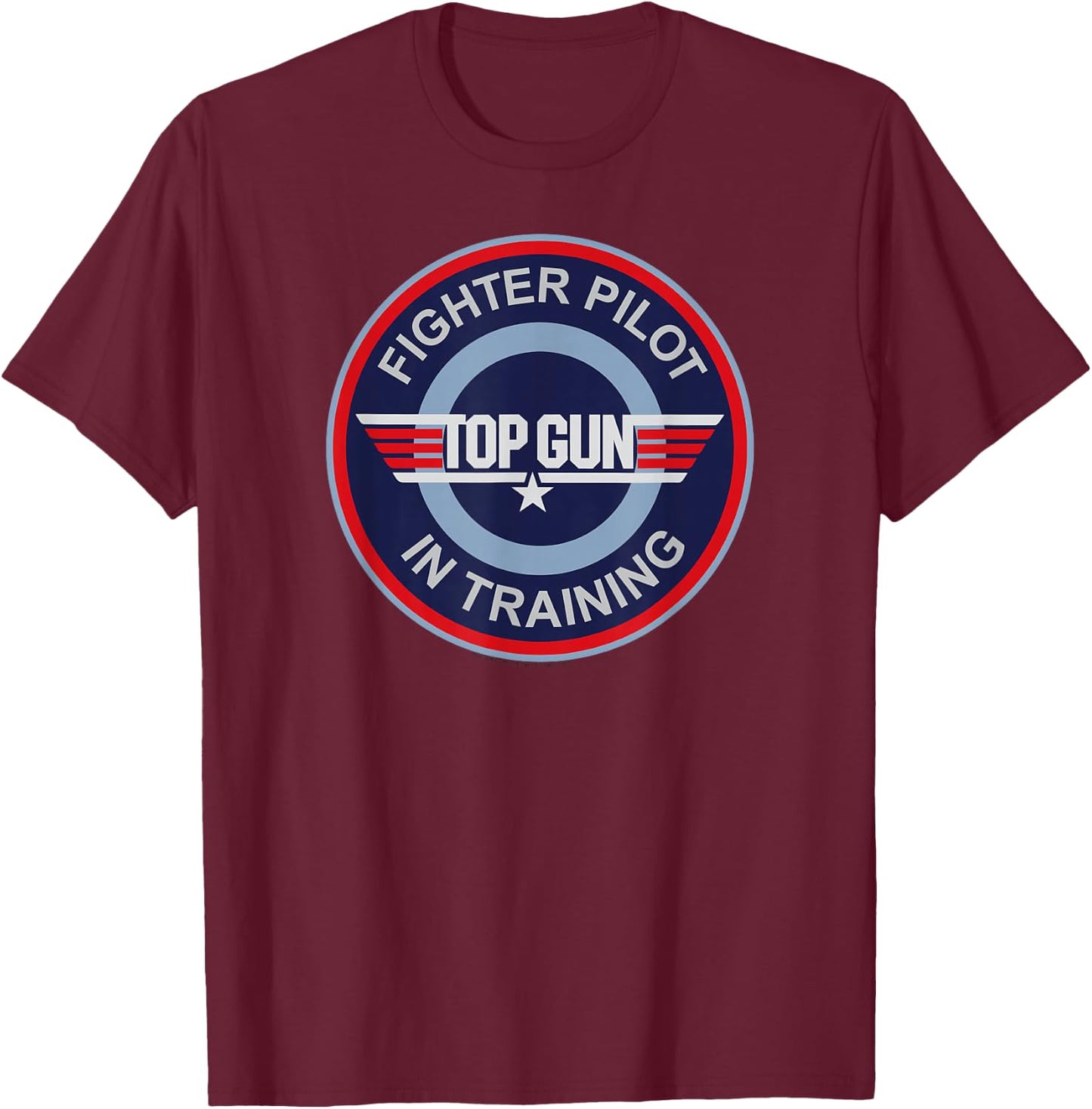 Top Gun Fighter Pilot in Training Round Logo 80's Movie T-Shirt - T-Shirt | Maroon