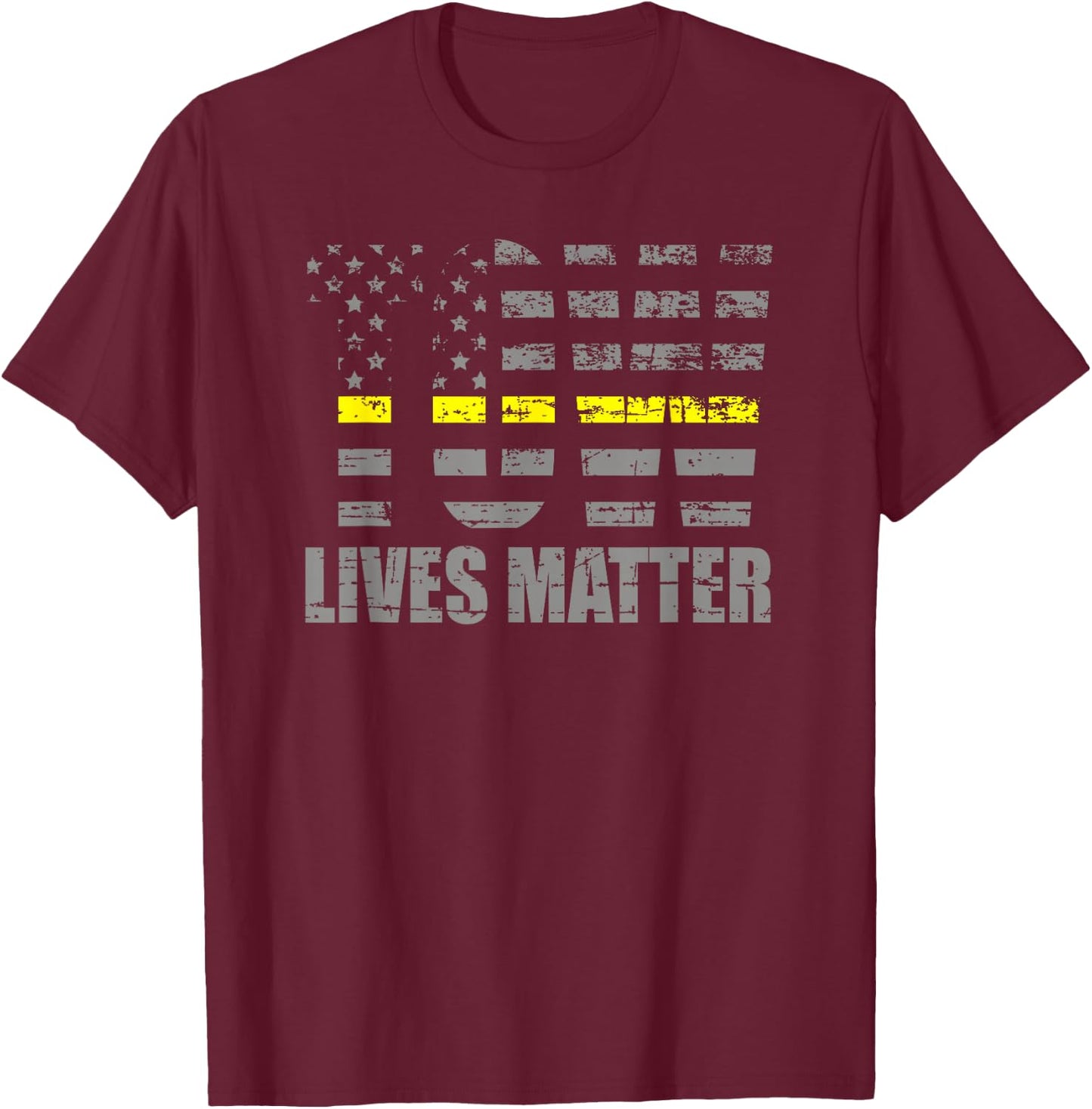 Tow Lives Matter Thin Yellow Line Tow Truck Driver Shirt T-Shirt - T-Shirt | Maroon