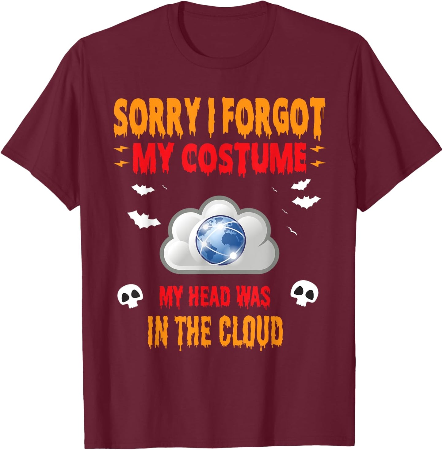 Halloween Cloud Computing lazy costume T-Shirt - T-Shirt | Maroon