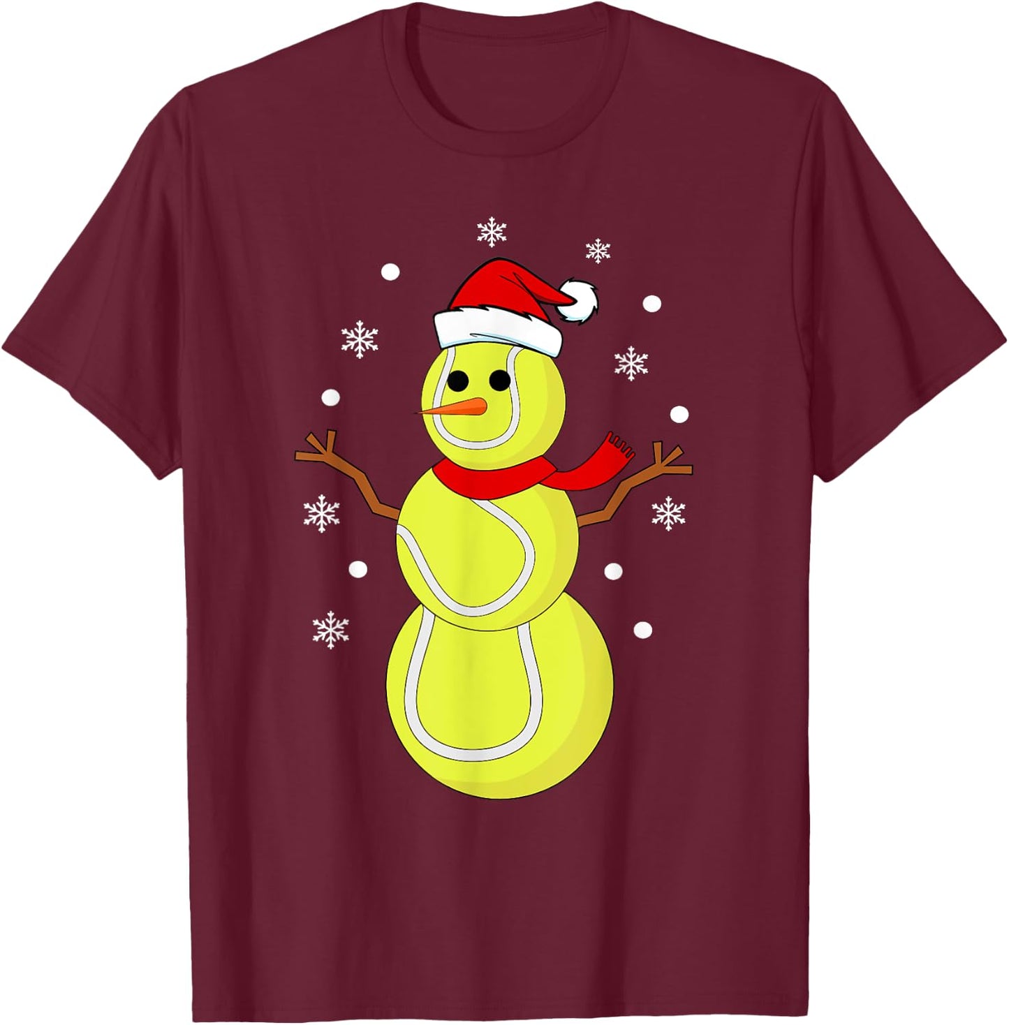 Christmas Tennis Balls Snowman Kids Funny Tennis Christmas T-Shirt - T-Shirt | Maroon