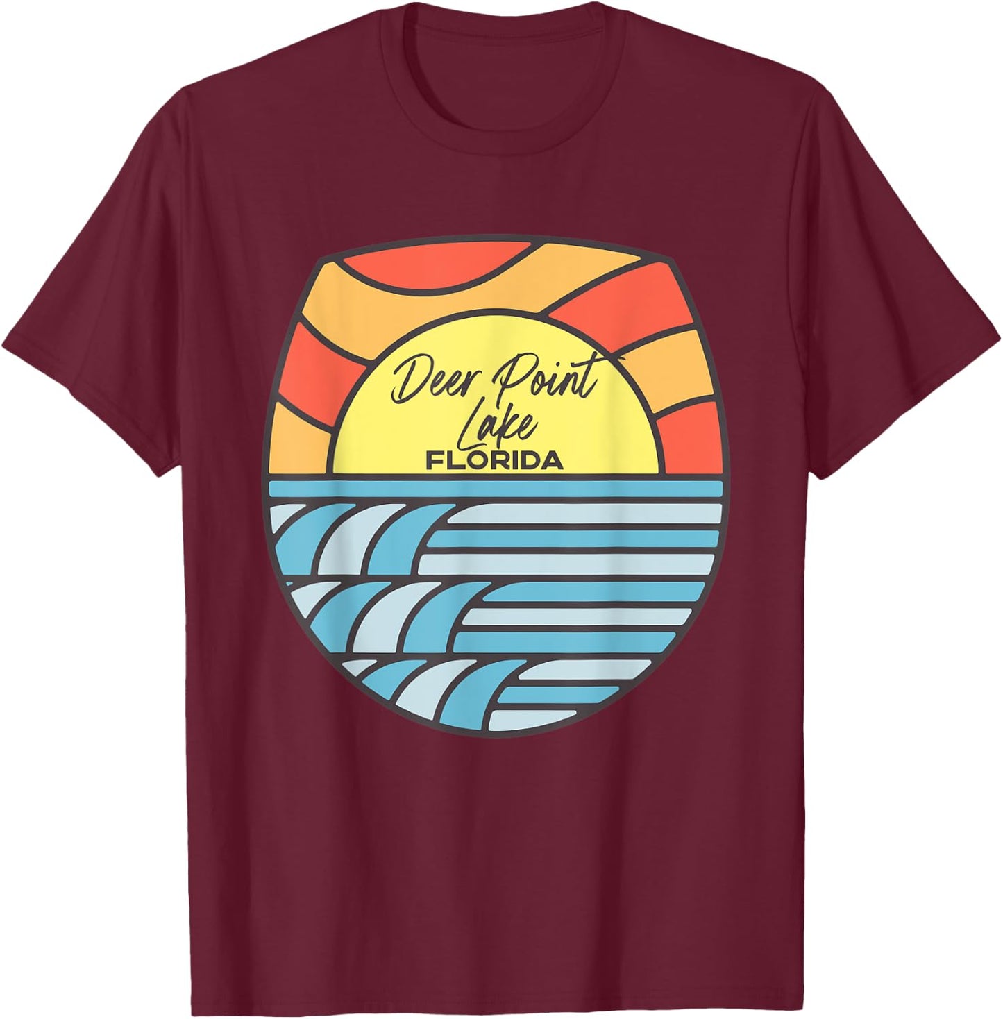 Deer Point Lake Florida FL Sunset Souvenir Finger Lakes T-Shirt - T-Shirt | Maroon