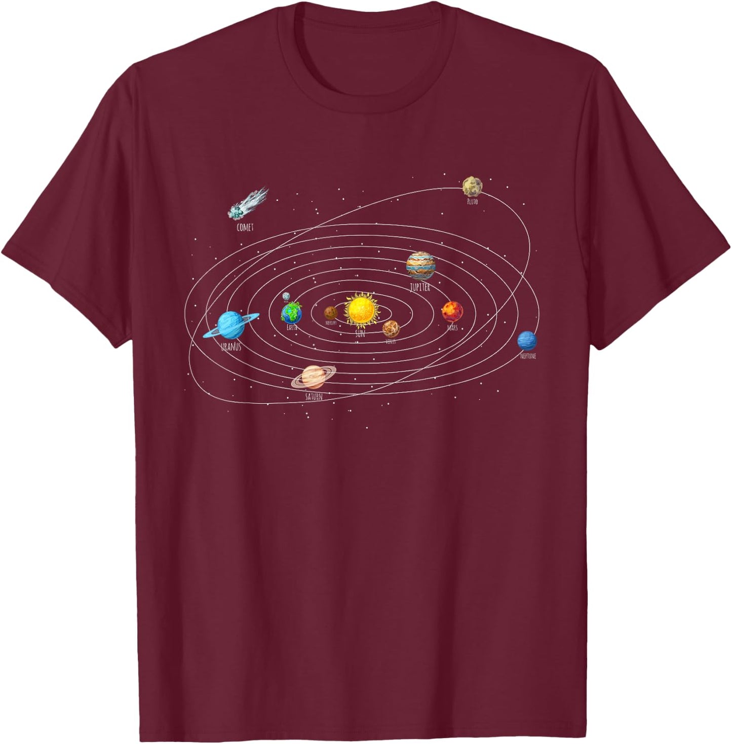 Astronomy Solar System Planets Universe T-Shirt - T-Shirt | Maroon