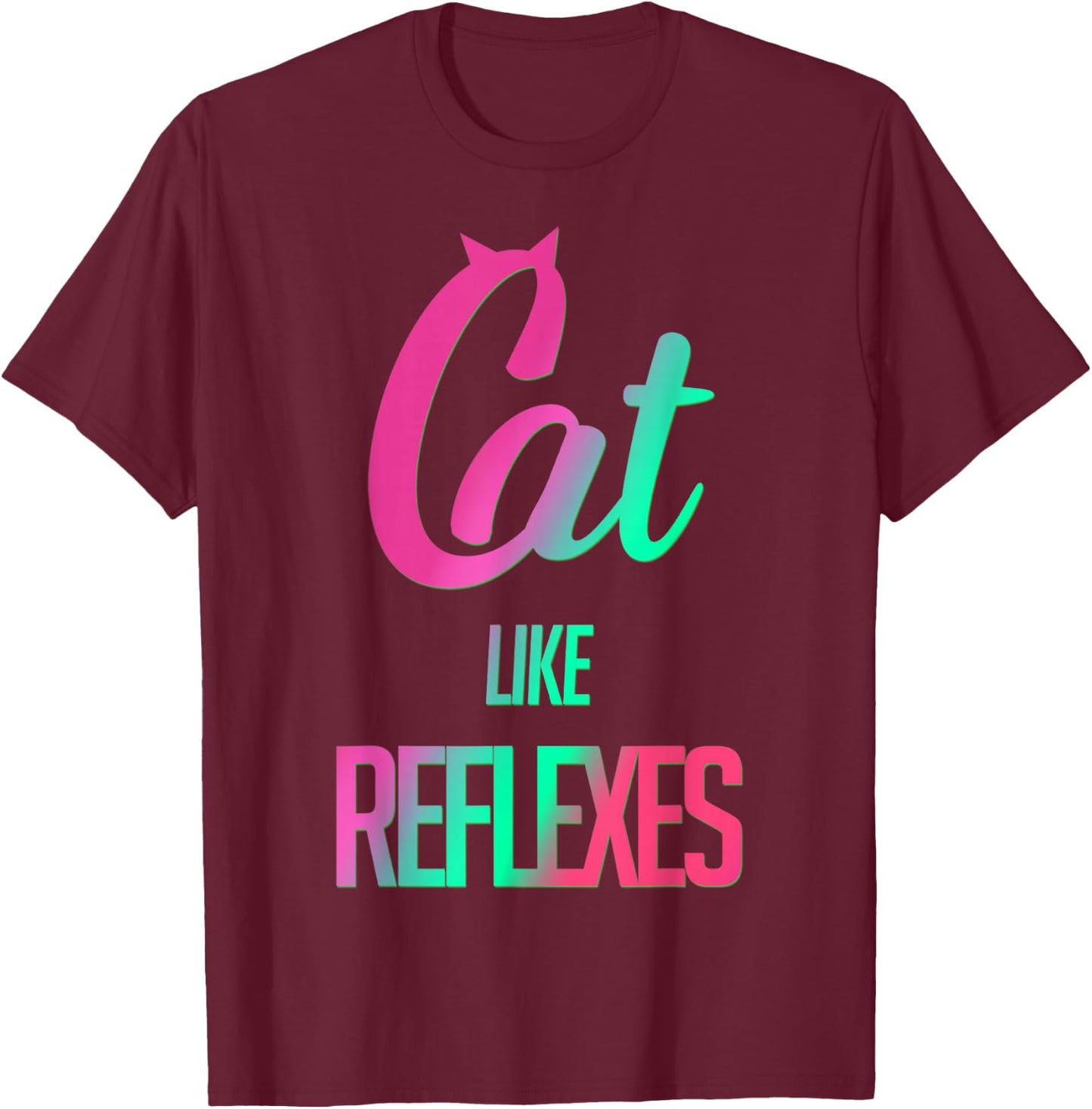 Trendy Cat Like Reflexes Gradient T-Shirt - T-Shirt | Maroon