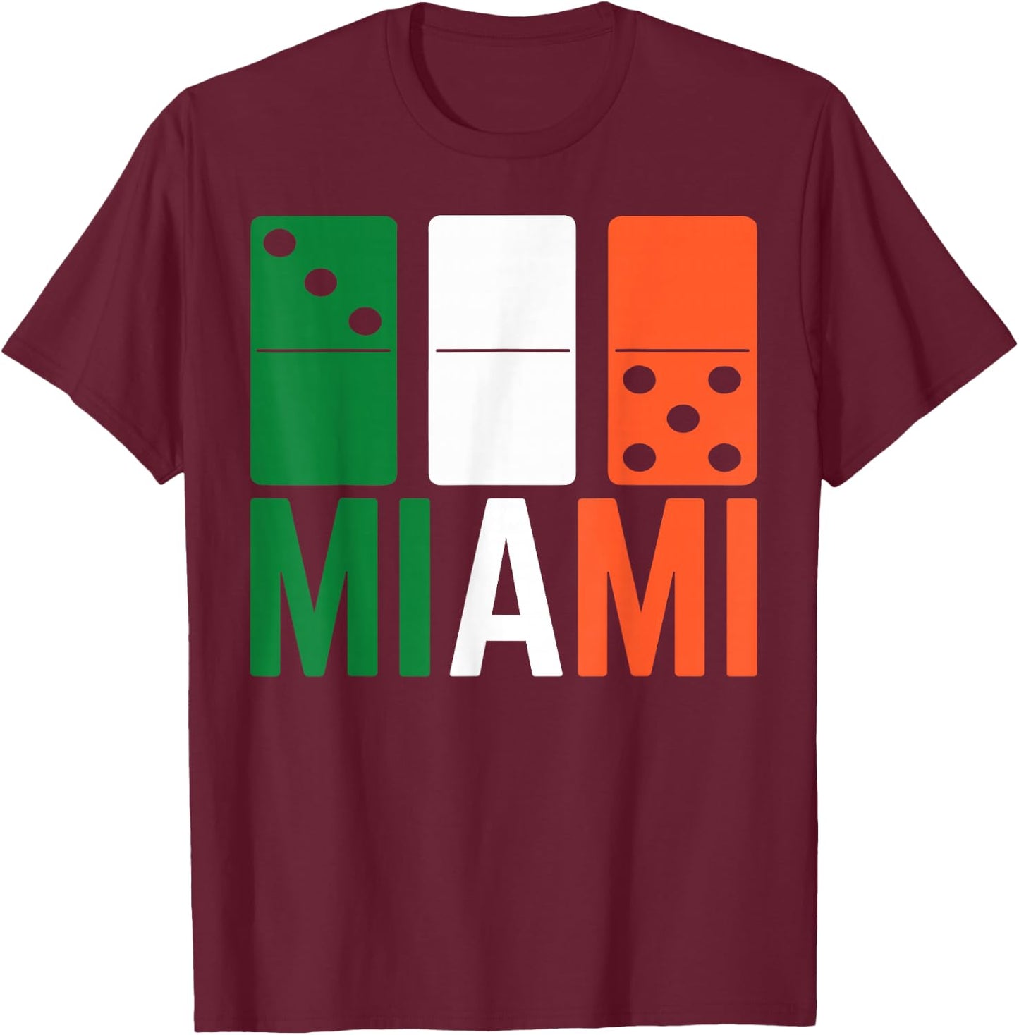 Three Zero Five 305 Miami Domino T-Shirt - T-Shirt | Maroon