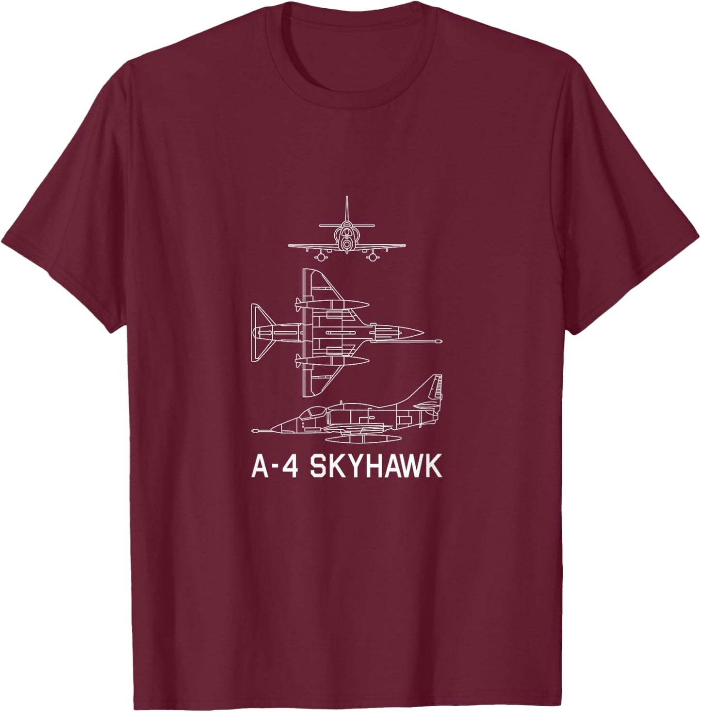A-4 Skyhawk US Military Light Attack Jet Airplane Veteran T-Shirt - T-Shirt | Maroon