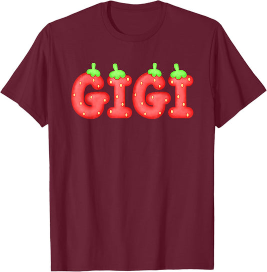 Gigi Strawberry Berry First Birthday Family Matching T-Shirt - T-Shirt | Maroon