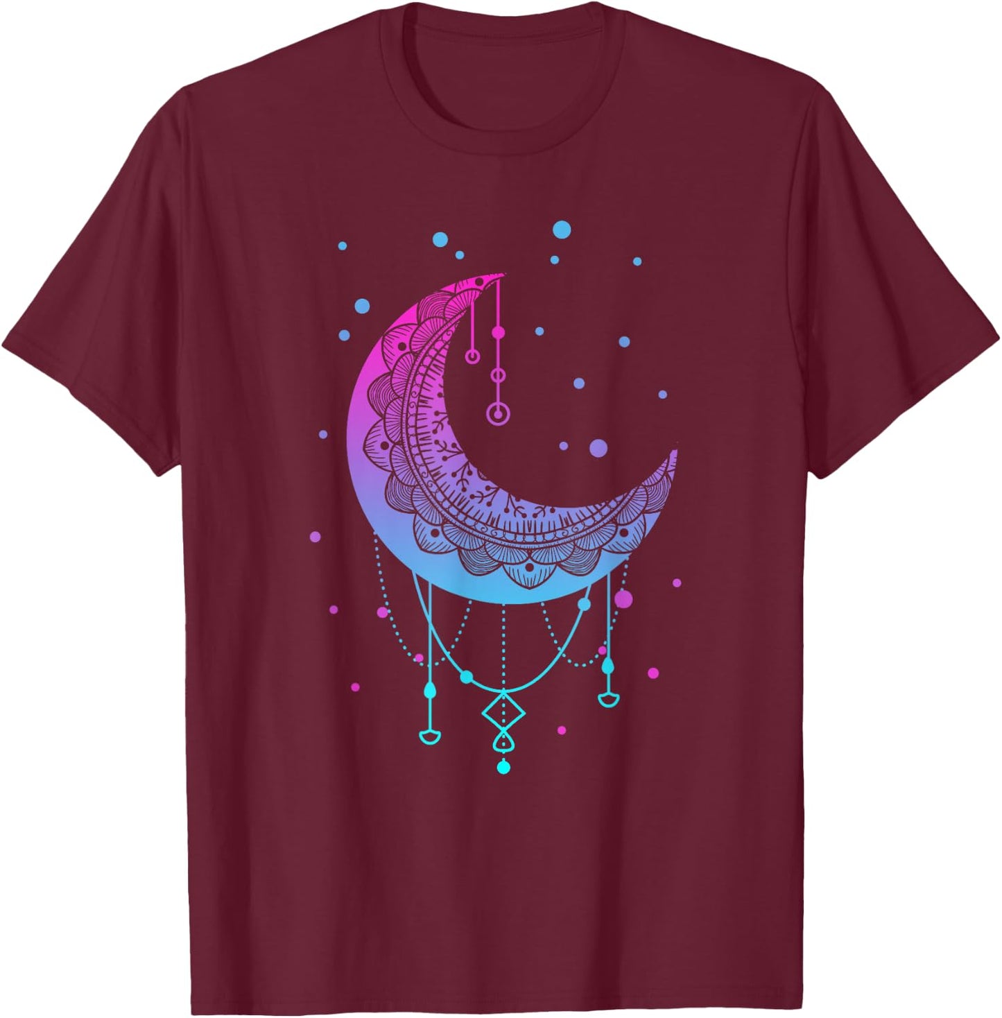 Kawaii Colorful Pastel Goth Moon T-Shirt - T-Shirt | Maroon