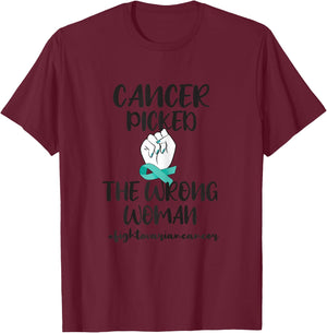 Ovarian Cancer Awareness Ovarian Cancer Warrior T-Shirt - T-Shirt | Maroon