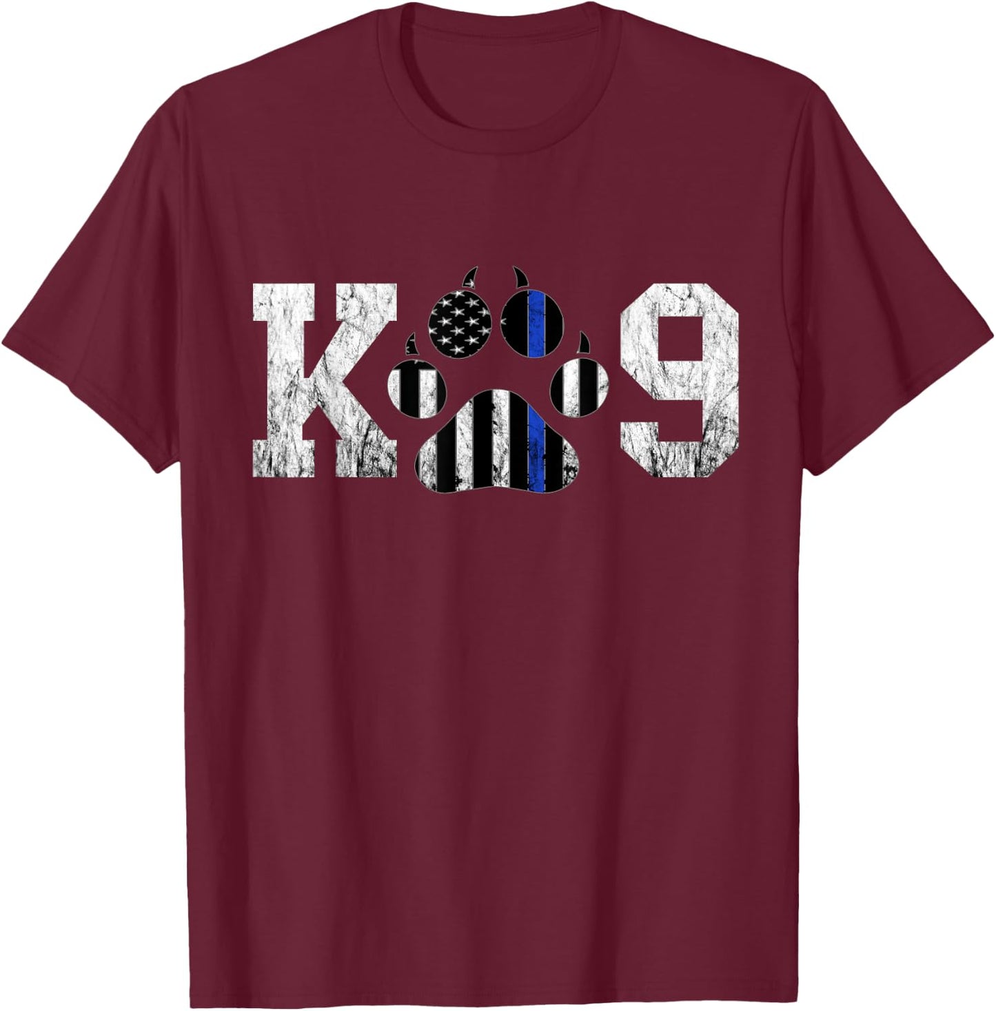 Police Officer Thin Blue Line K9 Dog Paw Police Dog Officer Men Women Girls Kids T-Shirt - T-Shirt | Maroon