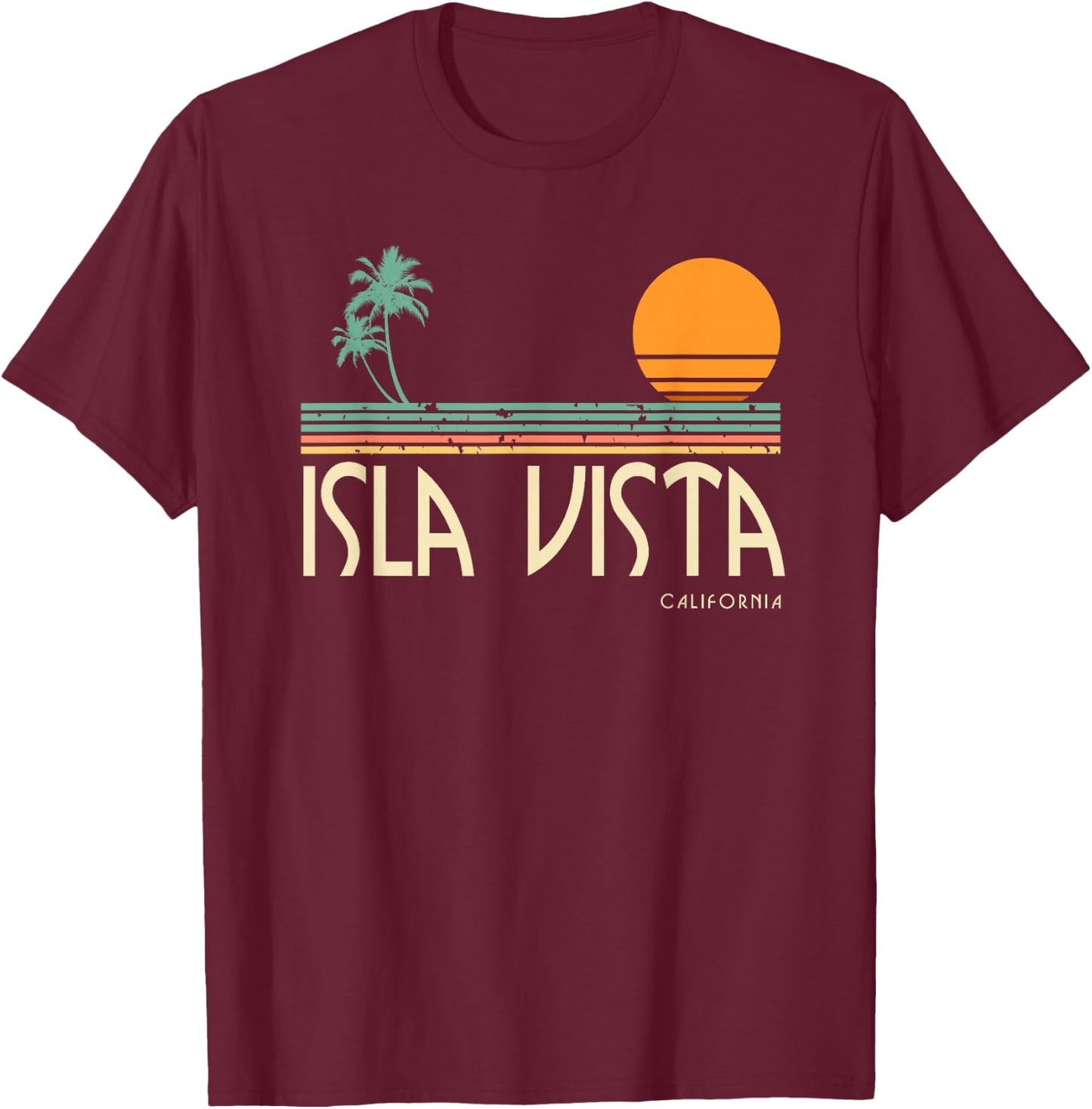 Vintage Isla Vista California T-Shirt - T-Shirt | Maroon