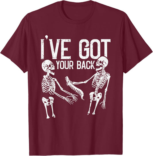Ive Got Your Back Lazy Halloween Costume Funny Skeleton Beer T-Shirt - T-Shirt | Maroon