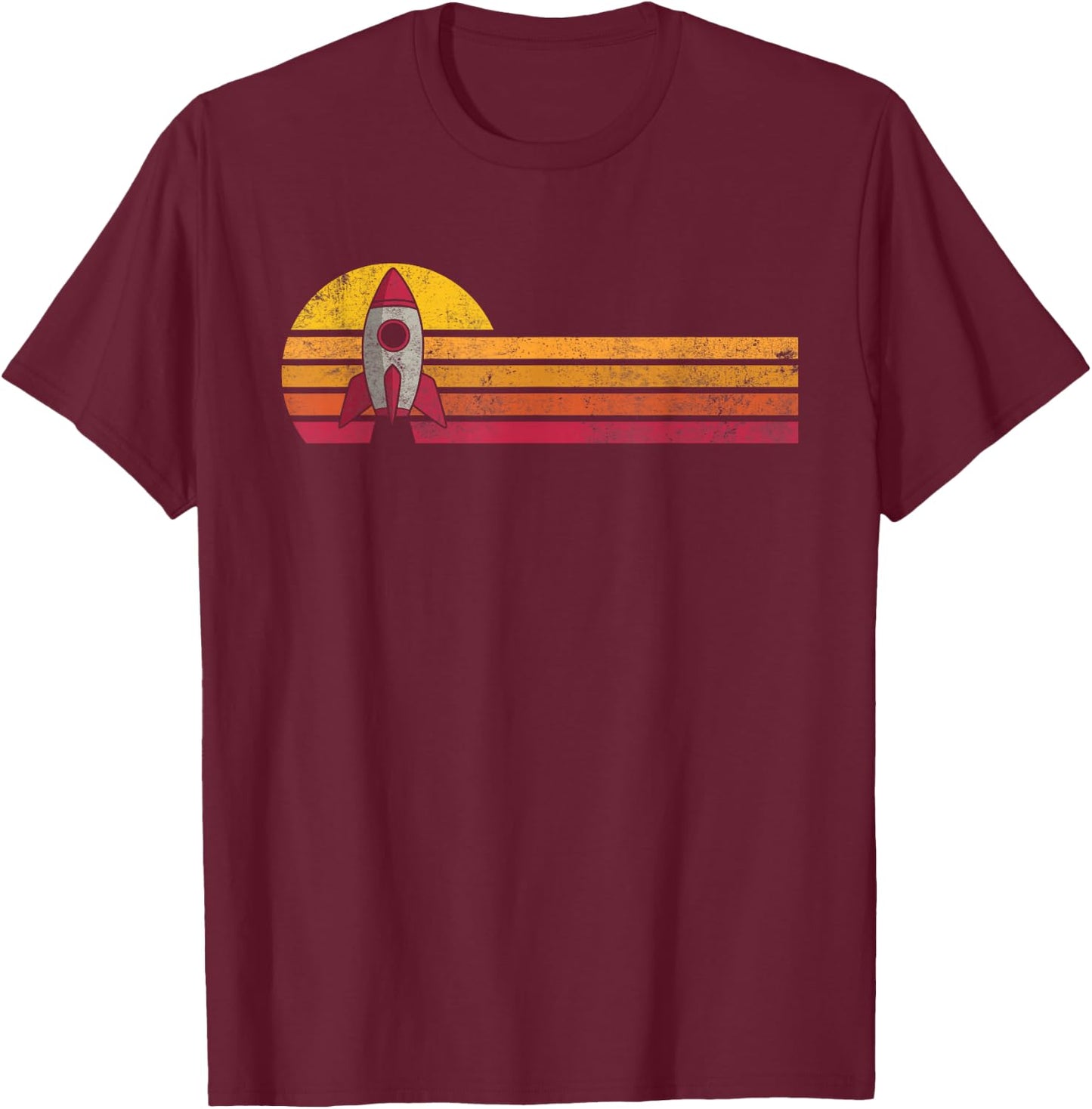 Vintage Style Space Ship Silhouette Retro Space Science Gift T-Shirt - T-Shirt | Maroon