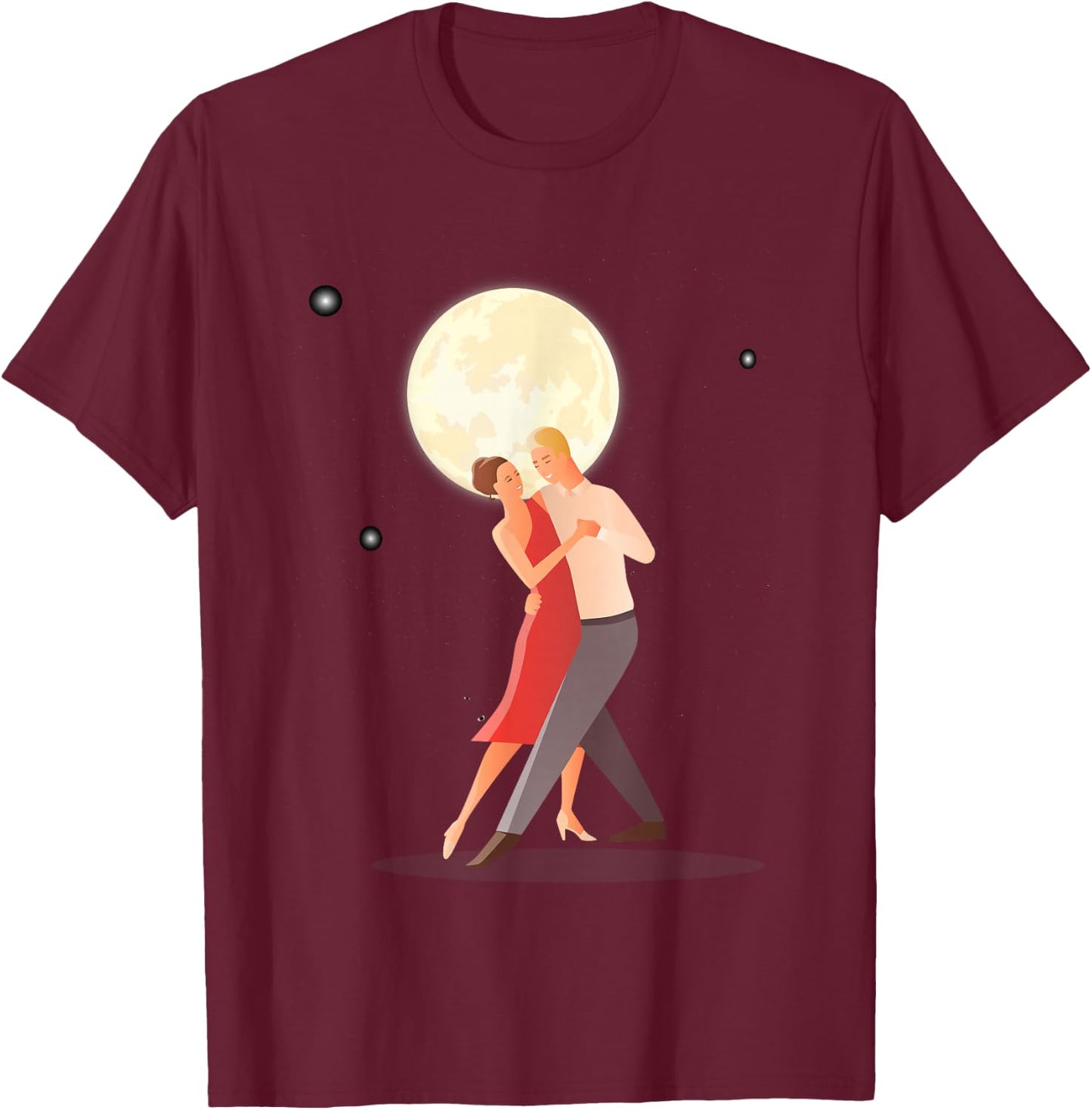 Love Dancing In The Moonlight With Light Stars In Dark Night T-Shirt - T-Shirt | Maroon