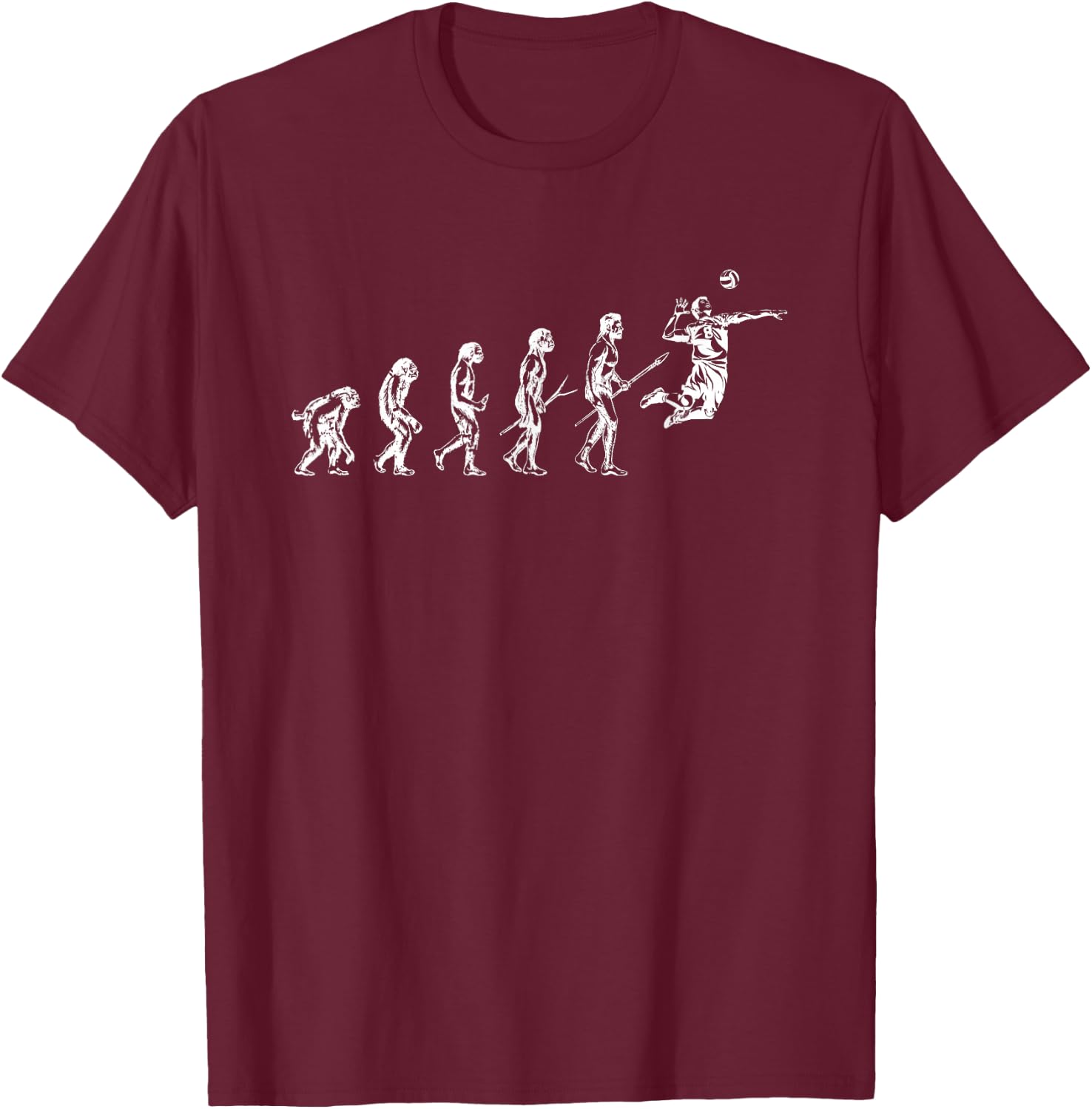 Volleyball Evolution Of Man Funny Vball Player Beach Team T-Shirt - T-Shirt | Maroon