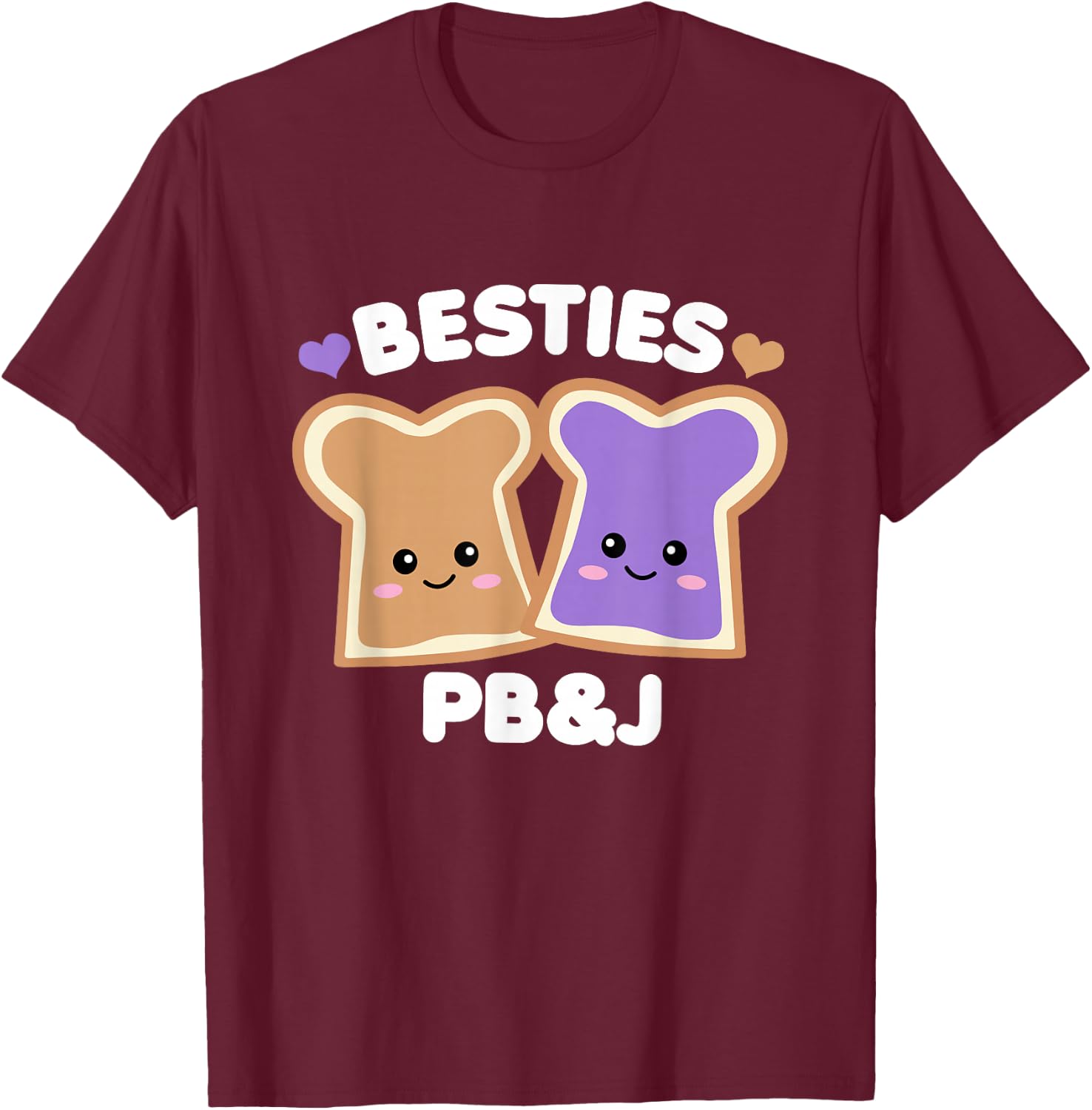 Peanut Butter Girls Besties Cute PB&J BFF White Text Kawaii T-Shirt - T-Shirt | Maroon