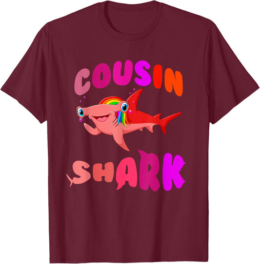 Cousin Shark hammerhead birthday family shark matching T-Shirt - T-Shirt | Maroon