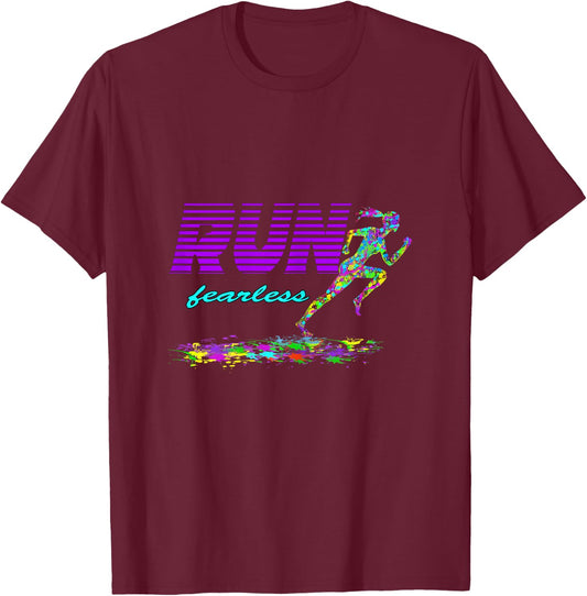 Run Fearless Colorful Splash Running Fit women girl T-Shirt - T-Shirt | Maroon