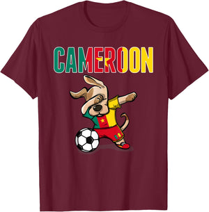 Dabbing Dog Cameroon Soccer Fans Jersey Cameroonian Football T-Shirt - T-Shirt | Maroon