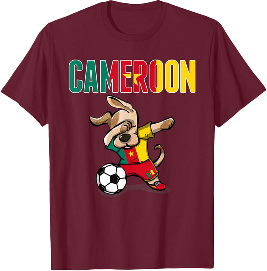 Dabbing Dog Cameroon Soccer Fans Jersey Cameroonian Football T-Shirt - T-Shirt | Maroon