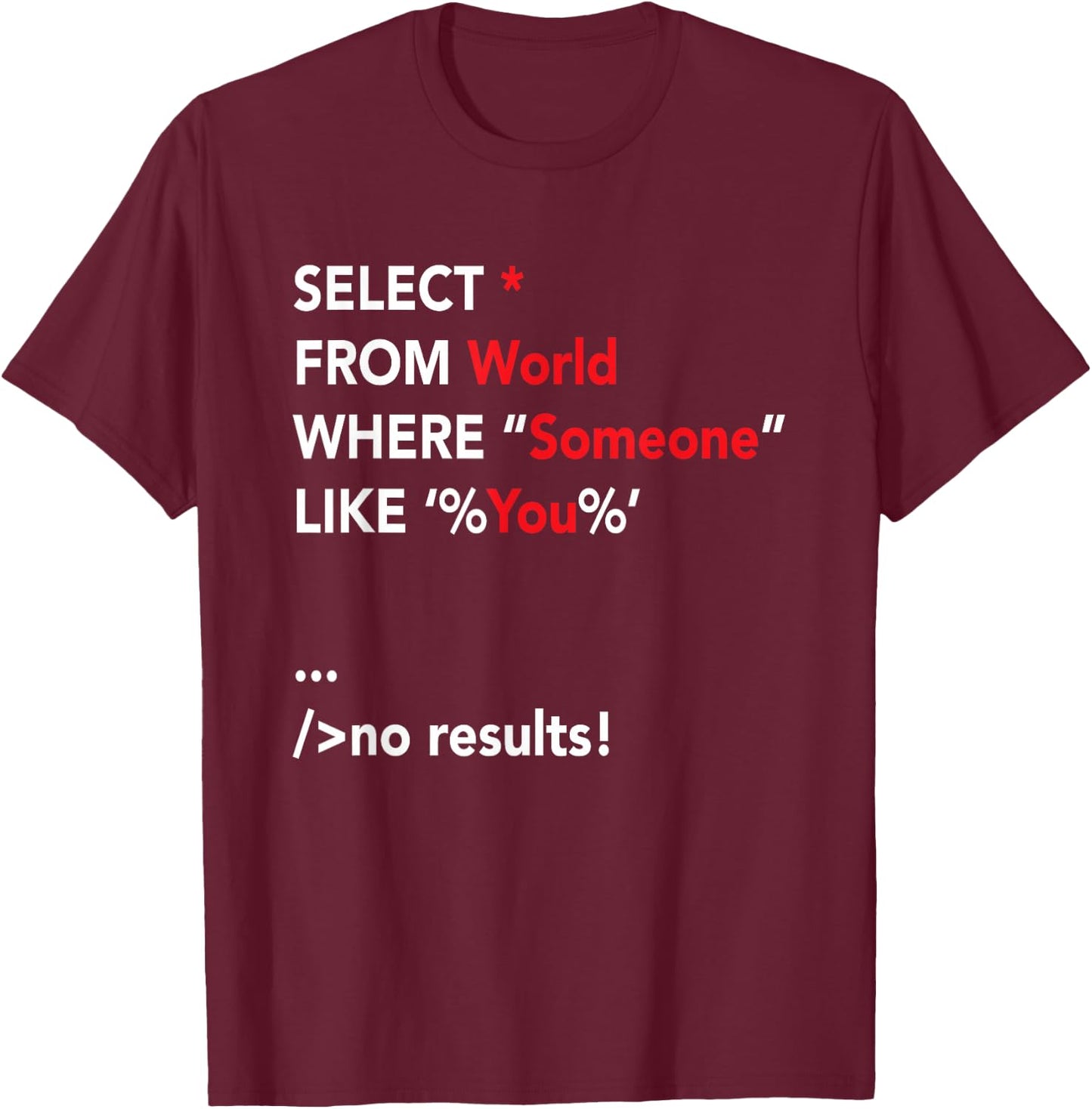 Funny SQL Coder Shirt Programmer Programming T-Shirt - T-Shirt | Maroon