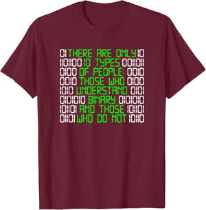 There are only 10 Types of People Binary T-Shirt - T-Shirt | Maroon