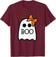 Girls Halloween Ghost with Bow Boo Costume T-Shirt - T-Shirt | Maroon