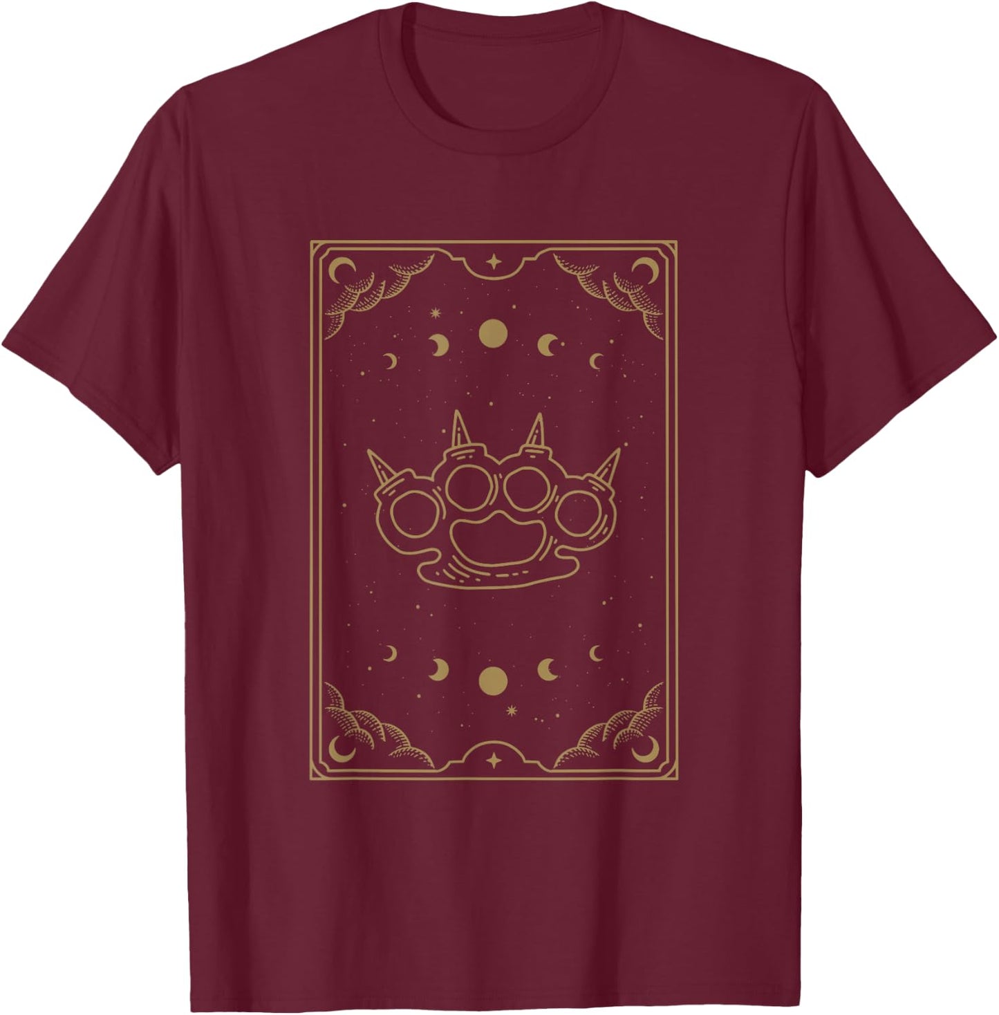 Holy Brass Knuckles - Witchy Tarot Card Aesthetic T-Shirt - T-Shirt | Maroon
