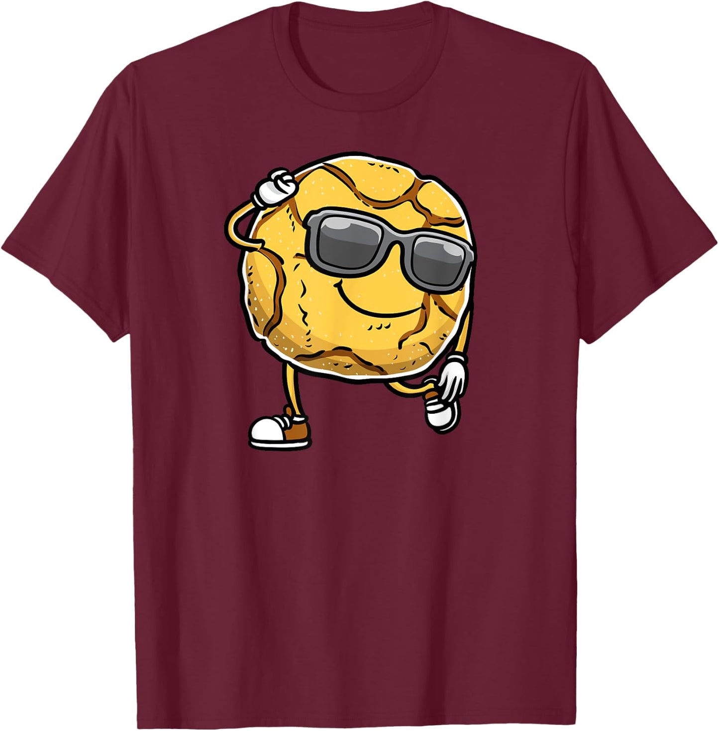 Dancing Ginger Snap Cookie With Sunglasses T-Shirt - T-Shirt | Maroon
